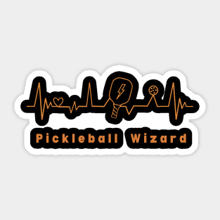 Pickleball wizard, pickleball player heartbeat paddle and ball Sticker